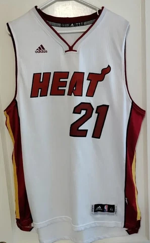 Hassan Whiteside #21 Miami Heat Adidas Swingman White Red Jersey Men Size XL Alt Cover