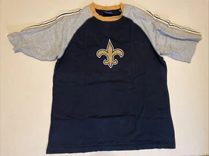 Vintage Reebok New Orleans Saints Shirt Mens Sz. L Navy Blue & Grey Y2K Logo - Picture 1 of 5