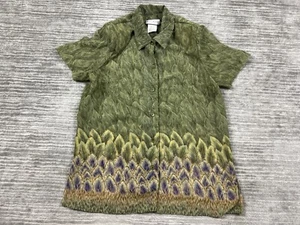 Miss Dorby Top Womens 16 Green Padded Button Up Sheer Polyester - Picture 1 of 9