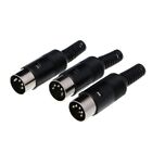 3 Pcs DIN Male Plug Cable Connector 5 Pin with Handle