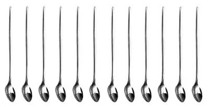 12 cucharas de café con leche de mango largo de acero inoxidable para helado de vidrio café helado - Imagen 1 de 3
