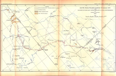 Gold Copper Deposits 1900-Route Pyramid Harbor to Eagle City Antique Alaska Map - Image 1 of 4