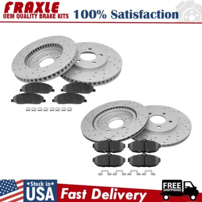 Rotores perforados delanteros y traseros pastillas de freno de cerámica para Ford Mustang Base 2005-2010 Foto 1 de 4