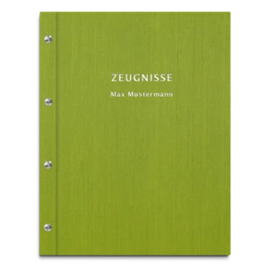 Zeugnismappe in grüner Leinenoptik, personalisierte Prägung, gold oder silber - Picture 1 of 9