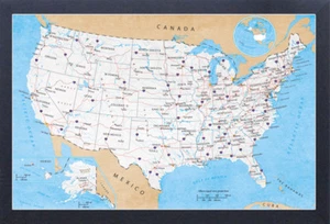 ROAD MAP OF USA NORTH AMERICA 12x18 FRAMED GELCOAT POSTER DRIVING HIGHWAYS CARS! - Picture 1 of 2