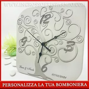 OROLOGIO IN ECOPELLE CON ALBERO DELLA VITA PERSONALIZZABILE BOMBONIERE NOZZE - Bild 1 von 4