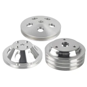 Power Steering & Long Water Pump & 3 Groove Crankshaft Pulley For SBC Chevy 350 - Picture 1 of 12
