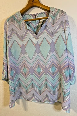 Blusa Para Mujer Popover Top Pasteles Talla 16 Madura Oficina Carrera Secretaria Primavera Foto 1 de 4