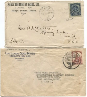 Mexico 1901 & 1931 Covers w/Corner Cards of Different Gold Mines  - Image 1 of 2