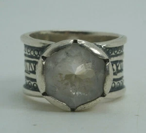 G & H Israel Hagit Gorali Sterling Silver Clear White Quartz Chunky Ring Size 8 - Picture 1 of 7