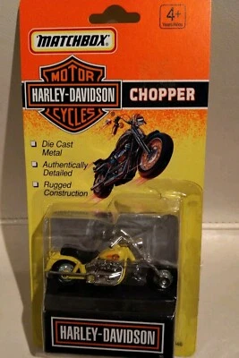 NEW 1993 Matchbox Harley Davidson 1:18 Chopper Motorcycle Die Cast Metal Yellow - Image 1 of 4