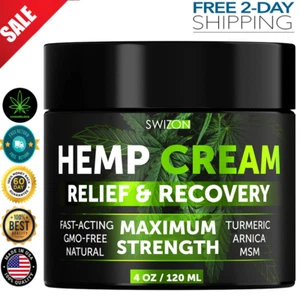 Pure Hemp Cream Pain Relief Muscle Arthritis Hip Joint Lower Back Knee Relax 4oz - Picture 1 of 10