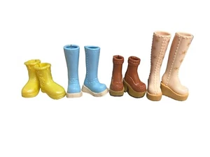 Lot Of 4 Pairs Barbie My Scene Shoes Boots Yellow Brown Blue - Picture 1 of 14