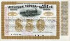 1894 Atchison Topeka & Santa Fe RR 100 $ certificat d'écriture obligatoire