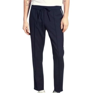 Vince Track Pants Wool Navy Piped Side Stripe Drawstring Waist Size Large NWT - Picture 1 of 10