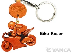 Bike Racer Handmade 3D leather Keychain / Charm / Gift * VANCA * Made in Japan # 56559 - Imagen 1 de 10