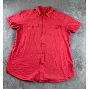 GUESS Mens Red Short Sleeve Button Down Shirt Western Style Pockets XL - Picture 1 of 9