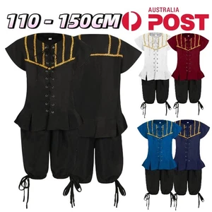Kids Medieval Renaissance Steampunk Cosplay Costume Pirate Shirt Pant Halloween - Bild 1 von 23