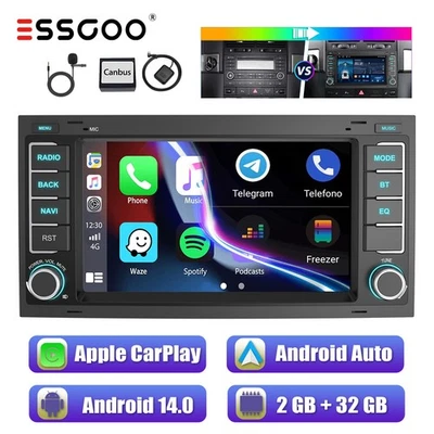 Für VW Touareg 7L6 Transporter V T5 Android 14 2+32G Carplay Autoradio GPS RDS - Bild 1 von 4