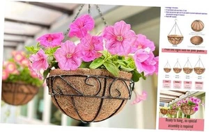 LaLaGreen Hanging Planter for Outdoor Plants (14 Inch, 2 Pack) Black Hanging - Picture 1 of 8