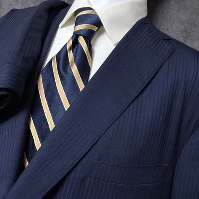 Oxxford Suit 48S Jacket 42 Pants Blue Stripe Bespoke Custom Tailored Trousers - Image 1 of 4