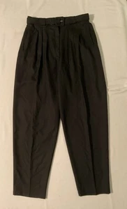 Vtg 80s 90s Womens Black Dress Pant Slacks Trouser Pleated Size M L Union Made - Picture 1 of 13