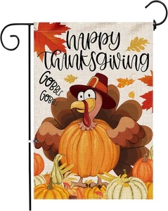 Thanksgiving Garten Flagge 12 x 18 Zoll doppelseitig außen, Herbst Türkei saisonal Y - Bild 1 von 5