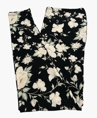 LuLaRoe Leggings TC Alto Curvilíneo Romántico ROSA JARDÍN FLORES HOJAS CINTURA ELÁSTICA Foto 1 de 4