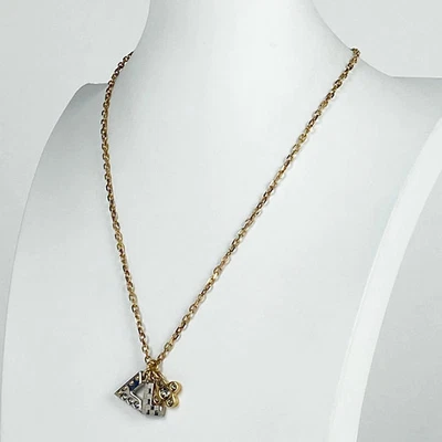 LOUIS VUITTON Pendantif Love Letters Necklace LV Rhinestone Flower GP Gold Women - Image 1 of 4