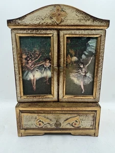 Vintage Wooden Jewerly Box Florentine Style Chest Of Drawers Ballerinas - Picture 1 of 18