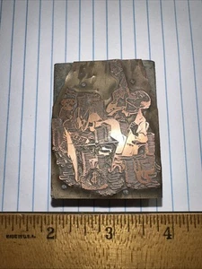Printing Block “ Man Surrounded By Money “Copper Face. - Picture 1 of 5