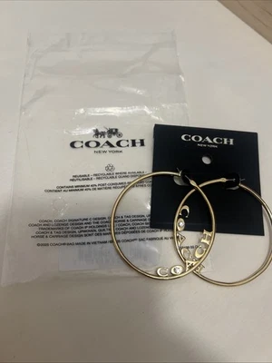 Pendientes de aro Coach Jumbo oro cristal logotipo nuevo con etiquetas - estilo llamativo Foto 1 de 4