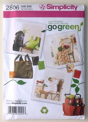 Simplicity 2806 Set of 5 Different Shopping Bags Totes Vintage 2008 Uncut Unused - Image 1 of 4