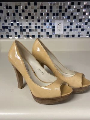 De colección VIA SPIGA Mujer Camel Padres Stiletto Plataforma Peep-toe Bomba Tacón, Talla 5.6 Foto 1 de 4