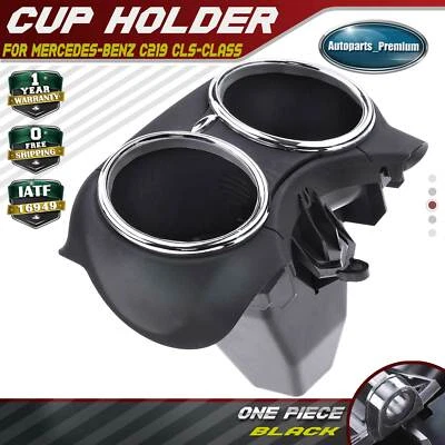 1x Front Dual Cup Holder for Mercedes-Benz W219 CLS55 AMG CLS500 2006-2011 Black - Image 1 of 4