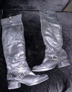POUR LA VICTOIRE WOMENS OVER THE KNEE LEATHER BOOTS BLACK SIZE 9 - Picture 1 of 5
