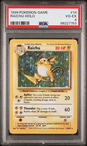1999 POKEMON GAME 14 RAICHU HOLO PRINT ERROR HP DOT PSA 4 - Picture 1 of 2