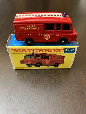 Vintage Matchbox Lesney No. 57 Land Rover Kent Fire Truck In Original Box  - Image 1 of 4