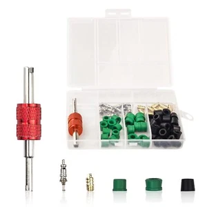 71Pcs AC Air Condition Repair Kit Repair Tool 10Pcs Valve Cores 50Pcs Hose Ga... - Picture 1 of 7