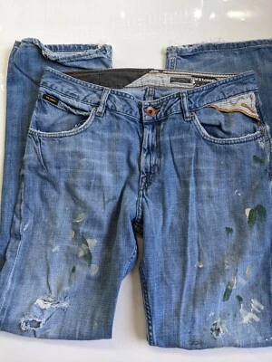 Volcom Brand Jeans Enowen Factory Destroyed Paint Splatter Men's Size 34 - Image 1 of 4