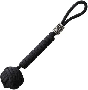Coeburn Tool Monkey Fist Lanyard Black Braided Paracord With Viking Bead 4.25" - Picture 1 of 1
