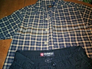  Camicia a quadri combinata taglia 8 SS bottoni davanti Rt 66-nero pantaloncini cargo Southpole  - Foto 1 di 6
