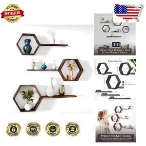 Elegant Hexagon Floating Shelves - Versatile Wall Mount Display for Any Room - Picture 1 of 10