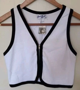 Vintage Betty Blue Cropped Zippered Vest Y2K Juniors L New With Tags - Picture 1 of 6