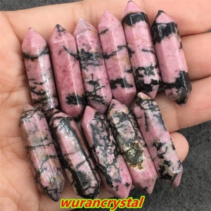 20pcs Natural Obelisk rhodonite jasper Quartz crystal Wand Double Point Healing - Picture 1 of 12
