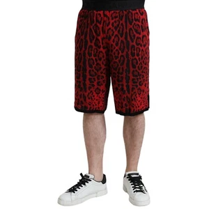 DOLCE & GABBANA Shorts Red Leopard Print Viscose Bermuda Men IT48 / W34/M 900usd - Picture 1 of 7