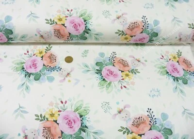 Girls Bouquet Hilco ecru French Terry mit Blumen und Häschen 25 cm - Bild 1 von 2