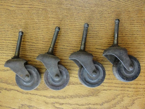 4 Vintage Large Furniture Wheels Salvage Wood & Metal Swivel Caster Repair #13 Cover