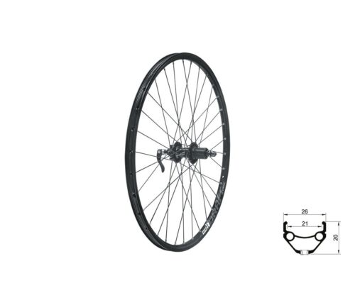 Oxford MTB Bicycle 26" Wheel Black Double Wall Disc Q/R Cassette Ft/Rr Rim Tape