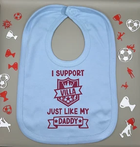 Aston Villa Football Soccer Personalised Novelty Baby Bib Dribble Bib FREE P&P - Picture 1 of 12